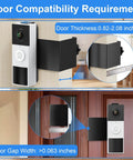 No Drill Anti Theft Doorbell Mount For Video Doorbells Compatible With Tapo Cameras shown installed with door compatibility measurements