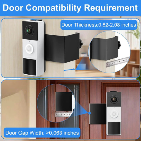 Anti Theft Video Doorbell Mount With No Drill Installation Adjustable Bracket For Apartment Rentals installed on door