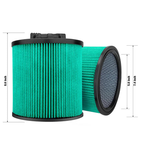 DXVC6914 HEPA Cartridge Filter for 6 to 16 Gallon Wet and Dry Shop Vac Replacement Universal Fit for DXV Series, easy install, side view