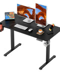 Electric Standing Desk 45 X 24 Inches Height Adjustable Sit Stand Desk with memory presets, metal frame, cable management, phone stand.