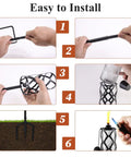 Assembly steps for Six Pack Glass Citronella Torches with 3 Prong Grounded Stakes for Garden, Patio, Lawn, Party, and Landscape Decor.