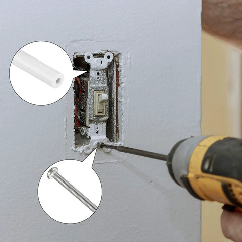 64 Piece Electrical Outlet Spacers And Box Extender Kit With Sixteen Three Inch Switch Spacers And Forty Eight Long One And One Half Inch Six By Thirty Two Flat Head Screws White For Quick Easy Fixes Of Wonky Or Sunken Outlets