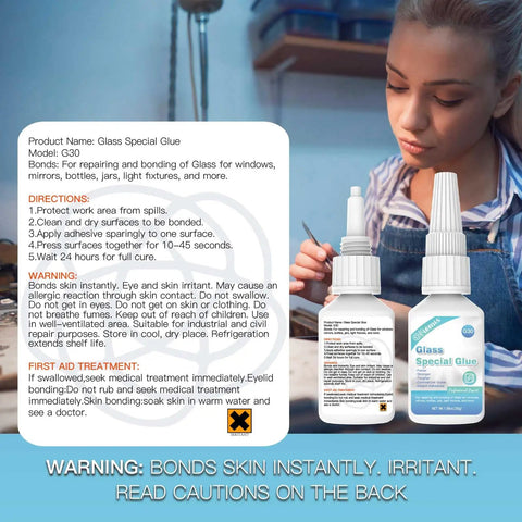 Young woman using 30g Glass Glue That Delivers A Fast, Rock Solid Bond For Glass, Acrylic, Mirror And More, Waterproof, Dries Clear, Quick Cure, Ideal For Crafting, Jewelry, Rhinestones, Crystals, Glasses And DIY Projects at home.