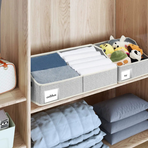 Trapezoid Closet Storage Bins With Handles Easy View Organizer Baskets For Shelves Clothes Toys And Books 3 Pack