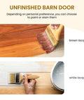 Painting options on an unfinished barn door with brown and white lacquer for 30 Inch By 84 Inch Sliding Barn Door With 5 Foot Hardware Kit Included.