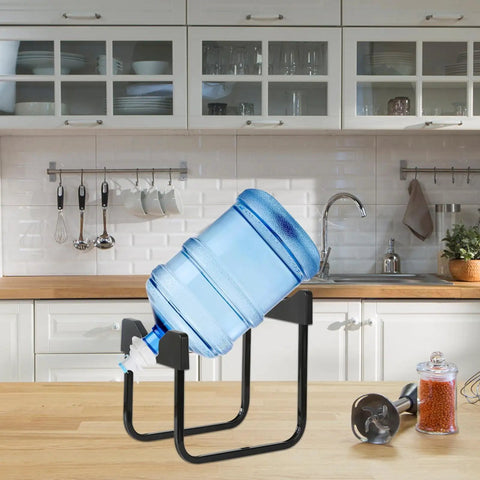 Water Dispenser Stand For 3 To 5 Gallon Bottles Heavy Duty Iron Rack With Non Leak Fast Flow Spout Valve in kitchen setting