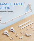 Suction Cup Towel Bar 24 Inch Adjustable No Drill Removable Wall Mounted Towel Rack With 5 Sliding Hooks Easy Install Holds Up To 11 Lb 5 Kg White
