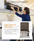 Person placing Four Piece Carry On Luggage Set That Really Fits Airline Size Rules into overhead bin