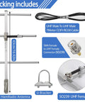 High Gain 7dBi GMRS Yagi Antenna For 70cm UHF 400-470MHz with connectors and cable, includes SO239 and U-bracket