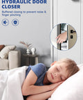 Hassle-Free Automatic Door Closer For Homes Featuring Quick Access Design, visible smooth silver finish and compact design.