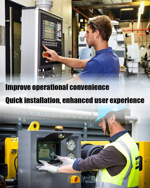 Technician using IP67 Waterproof Emergency Stop Button Built Tough Outdoor Enclosure Industrial Grade Shut Down Switch 660V 10A