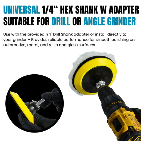DIY Friendly Glass, Epoxy, And Resin Sanding And Polishing Kit For Drills, Orbital Sanders, Polishers, And Angle Grinders adapter detail