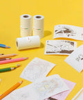 Thermal Sticker Paper Rolls 57x29mm 3.5m Roll Compatible With S1 S2 M02 T02 Printers For Instant Cameras And Label Printers Refill For Kids Pocket Printer And Mini Photo Printer Labels For Photos And To Do Lists, white rolls and printed sheets