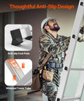 All In One 7 In 1 Folding Ladder For Home And Outdoor Use Telescoping A Frame To 12 Ft Reach With 3 Steps Adjustable Extension Platform Or Straight Config Heavy Duty 330 Lb Capacity For Cleaning Painting Gardening And Car Care. Aluminum ladder with anti-slip foot pads and widened 1.2 inch side tube