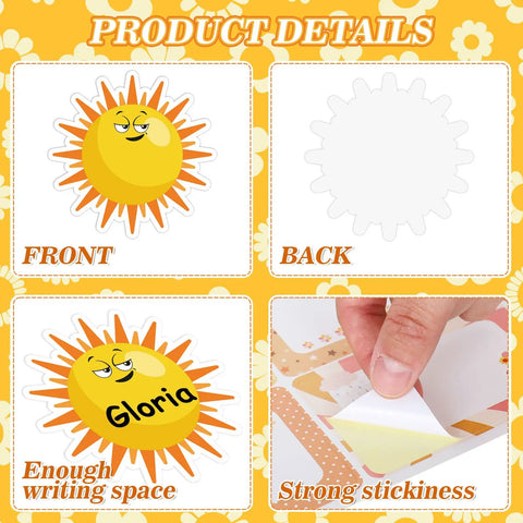 Sun Name Tag Stickers 135 Pieces In 9 Cute Designs Perfect For Back To School Classroom Decor Bulletin Board Labels On Desks And Walls