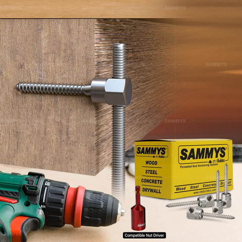 Sidewinder Screw Anchor For Wood Mounting, Horizontal Install, Zinc Plated Steel, Three Eighths Inch Screw Size in wood setup