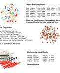 1540 Piece Electronics Component Assortment Kit With LED Diodes Transistors Resistors Capacitors And 40 Pin Male To Male Jumper Wires For DIY Projects And Maker Enthusiasts, assorted components