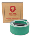 2 By 72 Inch 220 Grit Ceramic Sanding Belts For Metal Grinding And Deburring, package with coiled green belt visible