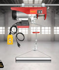 850 Watt Electric Hoist Cranes With Wired Remote For Heavy Lifts Up To 880 Lbs showcasing wired remote and lifting hook.