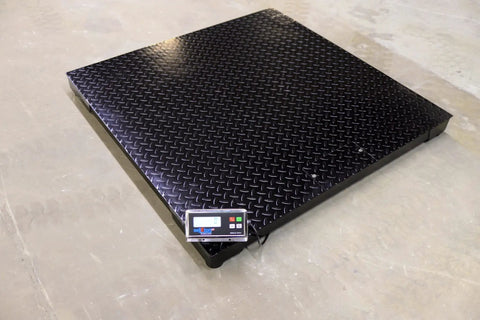 Heavy Duty Industrial Floor Scale 40 X 40 Inch Platform Scale Holds Up To 5000 Pounds One Pound Resolution on warehouse floor.