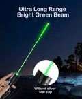 Green Light Flashlight Dope Rechargeable With Long Range Adjustable Focus Tactical Beam in night sky without cap