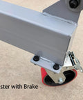Caster with brake on Heavy Duty 10.5 Foot Adjustable Gantry Crane With 4000 Lb Capacity, Height Range 9.85 To 13.9 Feet
