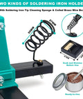Rotatable 360 Degree Solder Holder And PCB Helping Hands Set featuring sponge and coiled brass wire for soldering tasks