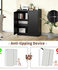 Beefy 36 Inch Steel Storage Cabinet With Two Doors And Two Adjustable Shelves, Locking Tool Cabinet For Garage, shown in home office
