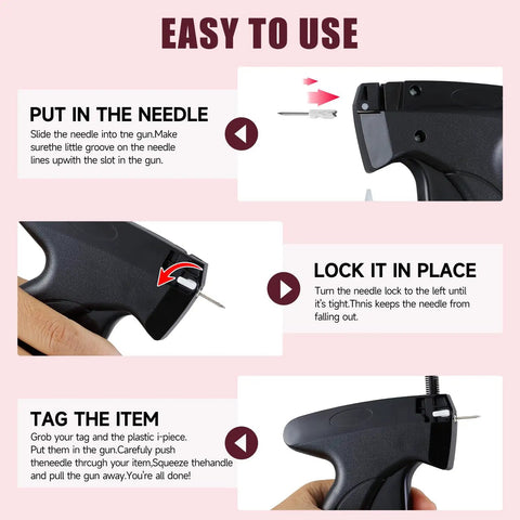 Instructions for using DIY Quick Stitch Sewing Gun Kit With 6 Mini Needles And 4000 Fasteners for quick clothing repairs