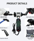 Heavy Duty Electric Pipe Beveling Machine Handheld Internal Expanding Tube Prep Tool With Knockout Power For 40 To 120 Mm ID, showcasing parts like motor and tool box.