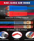 Heavy Duty Semi Truck Air Lines Kit With 12 Ft Red And Blue 3 In 1 ABS Power Line Air Hoses, Double Tender Spring Kit, Stainless Steel Clamps