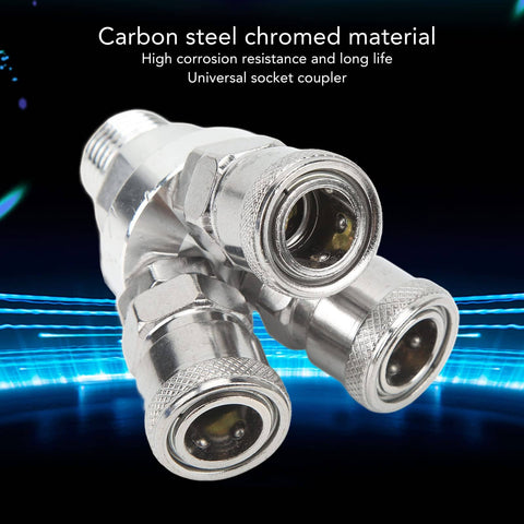 3 Way Quick Connect Air Hose Splitter Universal Type Male Thread Swivel Air Compressor Fittings