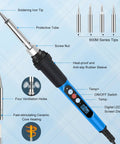 Image of 90W Soldering Iron Kit With Fast Heat Up 110V LCD Digital Soldering Gun Ceramic Heater, showing features and soldering tips.