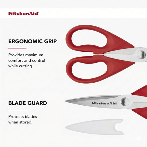 Top Shelf All Purpose Kitchen Shears With Protective Sheath Ridiculously Sharp Stainless Steel Blades Dishwasher Safe Cozy Comfort Grip Perfect For Snappy Meat Veggie And Packaging Cuts