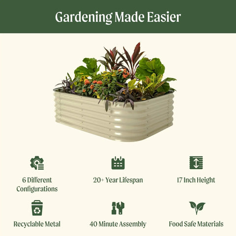 Olive Green 17 Inch Tall 6 In 1 Modular Metal Raised Garden Bed Kit For Vegetables And Flowers Yard Friendly Patio Ground Planter Box