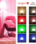 Comparison of color-changing WiFi smart light bulb A19 RGB with off-brand bulbs in pink, red, green, blue settings