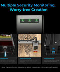 Security monitoring features of Falcon2 Pro S 22W Laser Engraver With Z Axis Auto Focus And Auto Cut Through Fully Integrated Enclosure