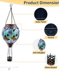 Hot Air Balloon Solar Lantern With Flickering Flame, Glass Hanging Garden Lights, butterfly pattern, product dimensions