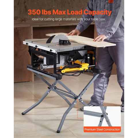 Heavy Duty Table Saw Folding Stand With 350 Lb Load Capacity, Rock Solid For Job Sites, Folds Flat Quick For Easy Stash, Universal Fit For Your Woodworking Rig