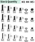 1170 Pcs Metric Bolts And Nuts Set With M3 M4 M5 M6 Hex Socket Button Head Screws Washers And Nuts Kit for sizes and quantities