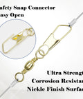 Pro Grade High Strength Barrel Swivel Snap 100 Piece Kit For Lure Connector Tackle Leader Lines Saltwater And Freshwater Angling With Solid Rings In Gold And Black Sizes 2 4 6 8 10 12 14, gold safety snap connector