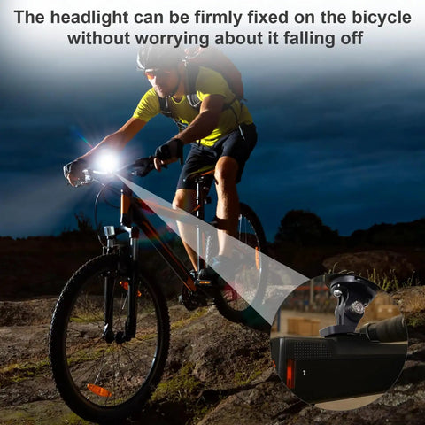 Cyclist uses Bike Light Mount And Flashlight Holder For Handlebar Quick Release Universal Adapter For Trek Bontrager at night.