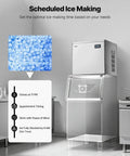 Commercial Ice Maker Head 650 Lbs Per Day Stainless Steel Ice Machine With Scheduled Ice Making Self Cleaning Adjustable Thickness