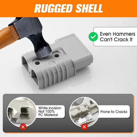 Battery Quick Connect Disconnect Kit 175A 600V 1/0 AWG Jumpers durable gray housing against hammer impact
