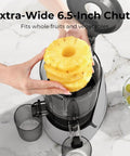 EanOruus 3-in-1 Cold Press Juicer With Huge 6.5 Inch Wide Chute And 100 Oz Tank for whole fruit preparation.