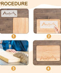 Step-by-step process using Super Slick Mountain Range Router Template Hella Thick Clear Acrylic Charcuterie Stencil for cutting board design.