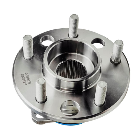 Close-up of 2 Front Wheel Hub Bearing Assemblies Pack for Buick LeSabre 1991-1999, 5-lug Front Hubs with ABS Sensor Wire