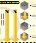 Surface mounting process for Hella Sturdy Removable Steel Bollards Surface Mounted Parking Barrier 2 Pack Yellow Traffic Posts.