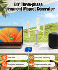 Three Blade Wind Turbine Generator With Controller 12V 30W For Boats, Cabins, Homes And Industrial Use displayed on a table