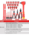 32-Piece 1000V Insulated Socket Kit With One Half Inch Ratchet Wrench And Sleeve Hex Head Maintenance Tools Pliers Screwdriver
